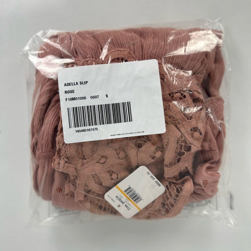 Free People Adella Slip Mini Dress Boho Crochet Rose Sz S, NWT - Picture 7 of 8